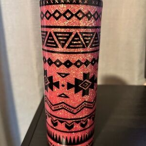 Aztec Patterned Pink Tumbler